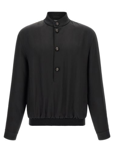 ZEGNA Black Satin Men's Sweatshirt - ZEGNA - Modalova