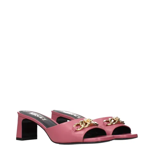 Leather Flat Women's Sandals - Versace - Modalova