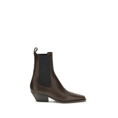 Calf Leather Bos Taurus Ankle Women's Boots - Brunello Cucinelli - Modalova
