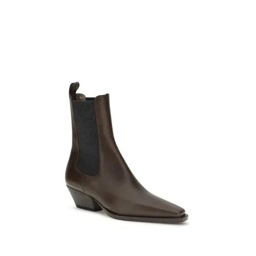 Calf Leather Bos Taurus Ankle Women's Boots - Brunello Cucinelli - Modalova