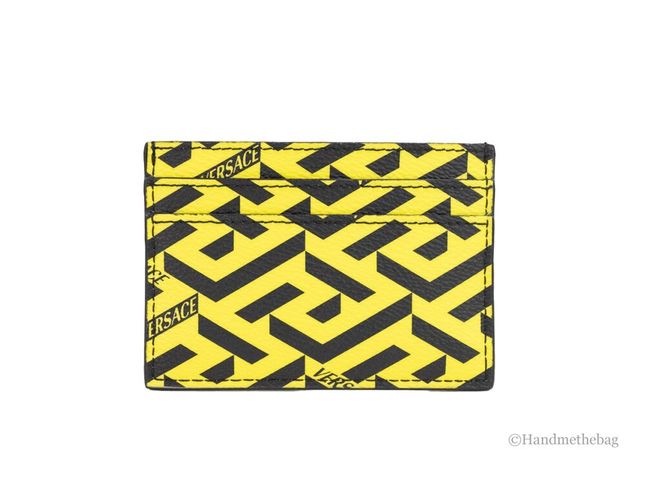 La Greca Pineapple Multicolor Signature Coated Canvas Card Case Women's Wallet - Versace - Modalova