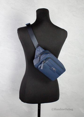Cooper Small Navy Blue Smooth Leather Double Zip Belt Men's Bag - Michael Kors - Modalova