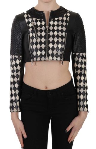 Leather Short Cropped Biker Jacket Women's Coat - John Richmond - Modalova
