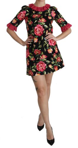 Floral Pink Lace A-Line Shift Mini Women's Dress - Dolce & Gabbana - Modalova