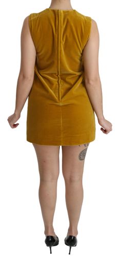 Mustard Velvet Stretch Shift Mini Women's Dress - Dolce & Gabbana - Modalova