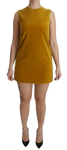 Mustard Velvet Stretch Shift Mini Women's Dress - Dolce & Gabbana - Modalova