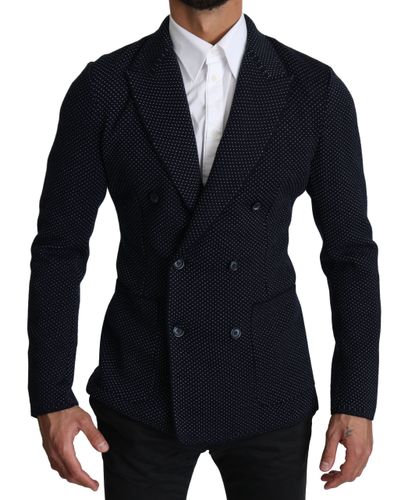 Dark Dotted Double Breasted Coat Men's Blazer - Dolce & Gabbana - Modalova