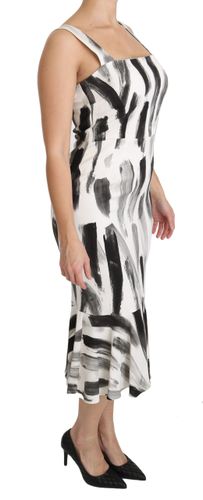Black Printed Sheath Midi Viscose Women's Dress - Dolce & Gabbana - Modalova