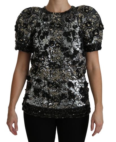 Sequined Crystal Embellished Top Women's Blouse - Dolce & Gabbana - Modalova