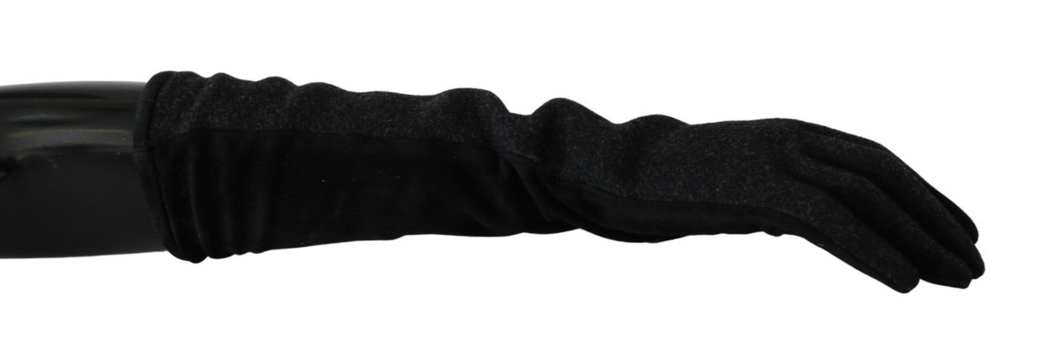 Gray Mid Arm Length Mittens Wool Women's Gloves - Dolce & Gabbana - Modalova