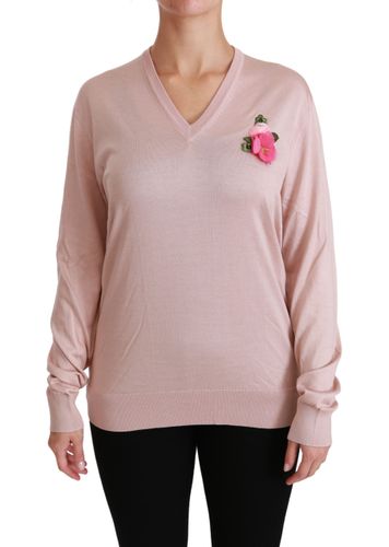 Floral Embellished Pullover Silk Women's Sweater - Dolce & Gabbana - Modalova
