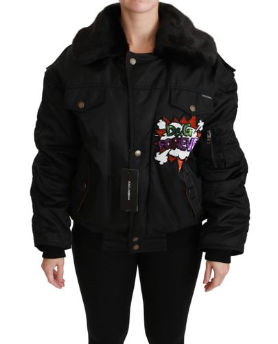 Queen Crown Sequined Bomber Women's Jacket - Dolce & Gabbana - Modalova