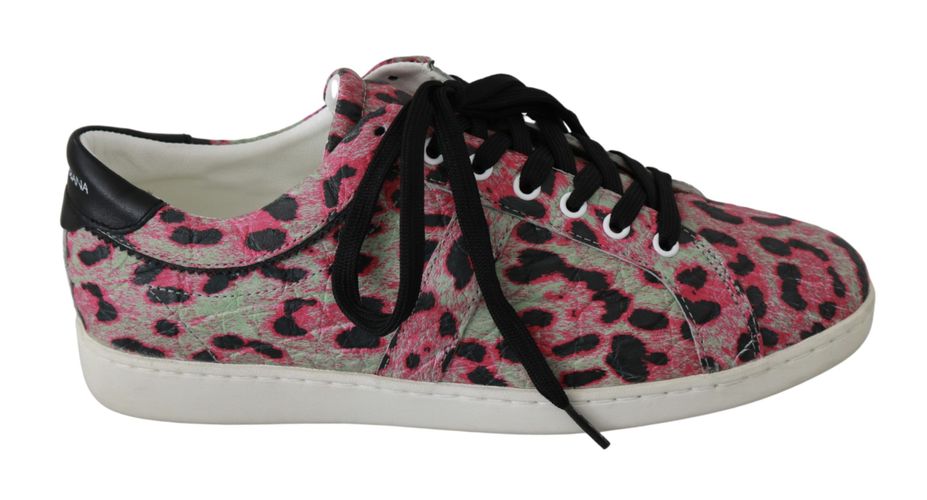 Pink Leopard Print Training Leather Flat Women's Sneakers - Dolce & Gabbana - Modalova