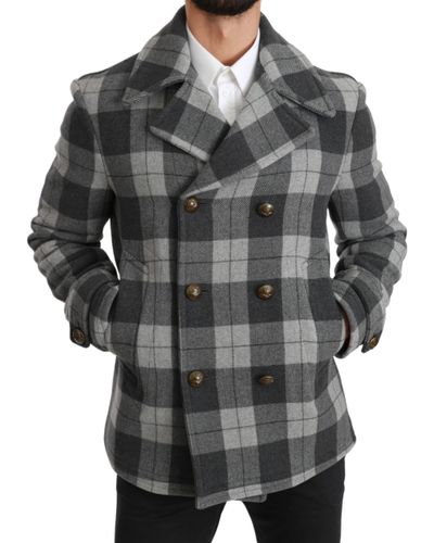 Check Wool Cashmere Coat Men's Jacket - Dolce & Gabbana - Modalova