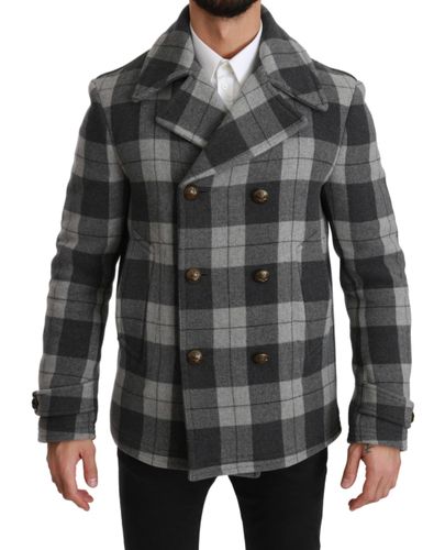 Check Wool Cashmere Coat Men's Jacket - Dolce & Gabbana - Modalova
