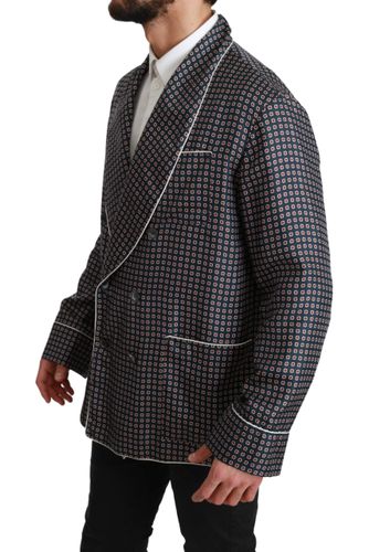 Navy Patterned Double Breasted Coat Men's Jacket - Dolce & Gabbana - Modalova