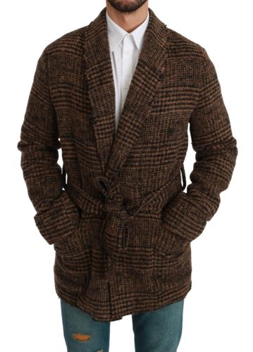 Checkered Wool Robe Coat Wrap Men's Jacket - Dolce & Gabbana - Modalova