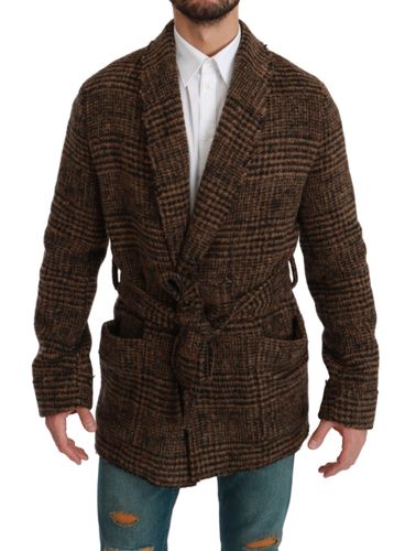 Checkered Wool Robe Coat Wrap Men's Jacket - Dolce & Gabbana - Modalova