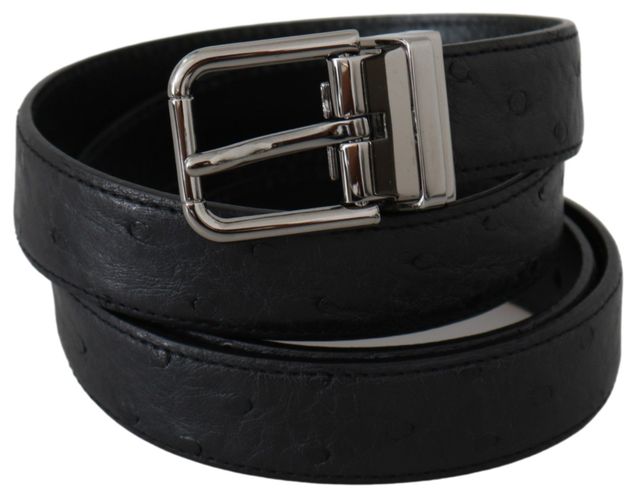 Exotic Skin Pattern Silver Buckle Men's Belt - Dolce & Gabbana - Modalova