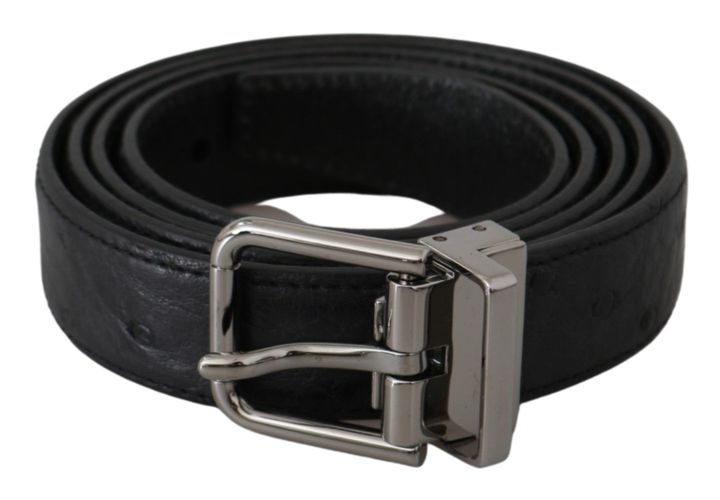 Exotic Skin Pattern Silver Buckle Men's Belt - Dolce & Gabbana - Modalova
