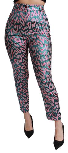 Patterned Cropped High Waist Women's Pants - Dolce & Gabbana - Modalova