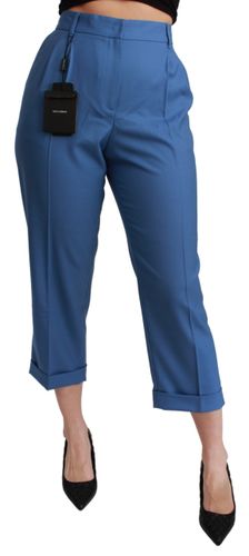 Pleated Wool Cuffed Cropped Trouser Women's Pants - Dolce & Gabbana - Modalova