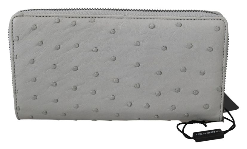 White Ostrich Leather Continental Mens Clutch Men's Wallet - Dolce & Gabbana - Modalova