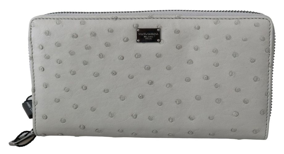 White Ostrich Leather Continental Mens Clutch Men's Wallet - Dolce & Gabbana - Modalova