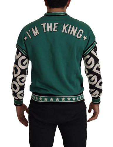Green Cotton KING Star Crewneck Pullover Men's Sweater - Dolce & Gabbana - Modalova