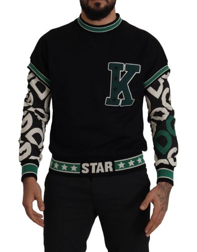 Green Cotton KING Star Crewneck Pullover Men's Sweater - Dolce & Gabbana - Modalova