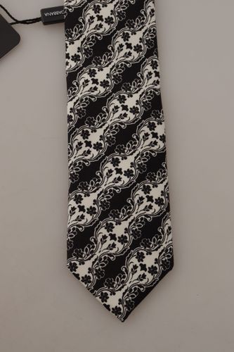 White Flower 100% Silk Print Adjustable Accessory Men's Tie - Dolce & Gabbana - Modalova
