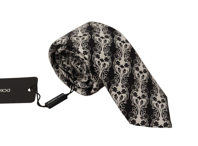 White Flower 100% Silk Print Adjustable Accessory Men's Tie - Dolce & Gabbana - Modalova