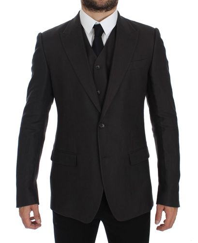 Slim Fit Linen Blazer Men's Jacket - Dolce & Gabbana - Modalova