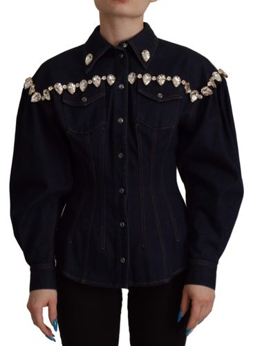 Denim Crystal Embellish Cotton Women's Jacket - Dolce & Gabbana - Modalova