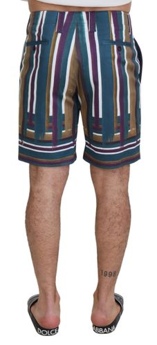 Striped Stretch Cotton Men's Shorts - Dolce & Gabbana - Modalova