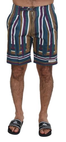 Striped Stretch Cotton Men's Shorts - Dolce & Gabbana - Modalova