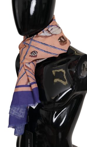 Blue Linen Seashell Pattern Mens Wrap Shawl Men's Scarf - Dolce & Gabbana - Modalova