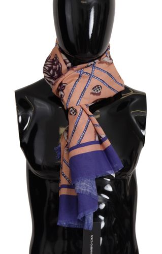 Blue Linen Seashell Pattern Mens Wrap Shawl Men's Scarf - Dolce & Gabbana - Modalova