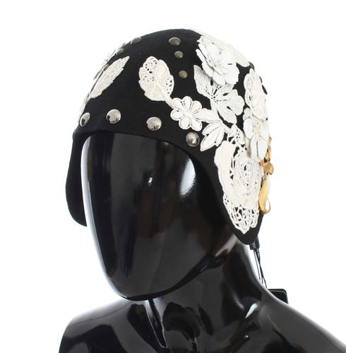 Wool White Floral Gold Leaf Women's Hat - Dolce & Gabbana - Modalova