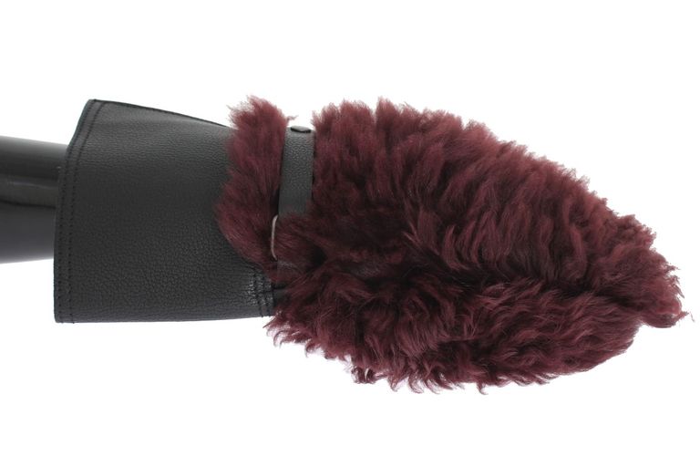 Black Leather Shearling Men's Gloves - Dolce & Gabbana - Modalova