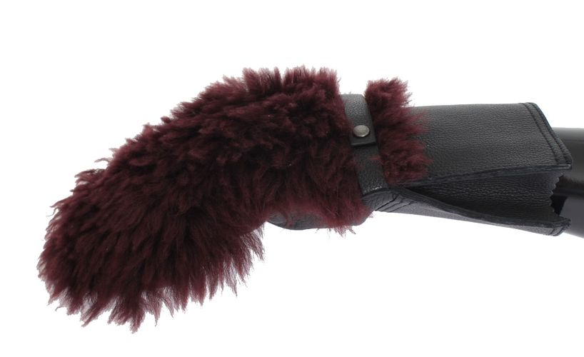 Black Leather Shearling Men's Gloves - Dolce & Gabbana - Modalova