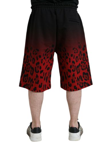 Red Leopard Print Cotton Bermuda Men's Shorts - Dolce & Gabbana - Modalova