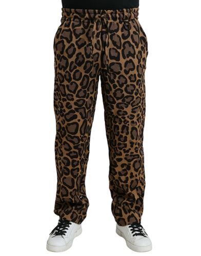 Leopard Print Polyester Jogger Men's Pants - Dolce & Gabbana - Modalova