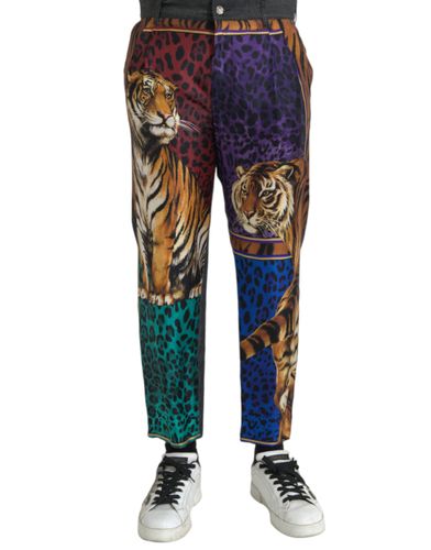 Tiger Leopard Cotton Loose Tapered Men's Pants - Dolce & Gabbana - Modalova