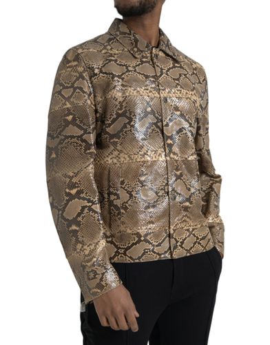 Exotic Leather Biker Blouson Men's Jacket - Dolce & Gabbana - Modalova