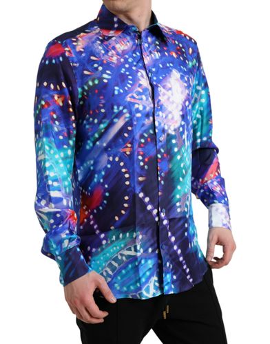 Purple Luminarie Silk Slim MARTINI Men's Shirt - Dolce & Gabbana - Modalova