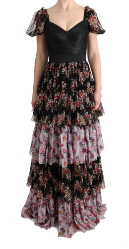 Silk Stretch Floral Shift Long Women's Dress - Dolce & Gabbana - Modalova