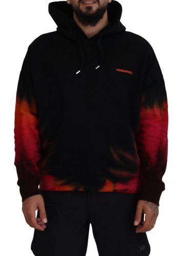 Black Red Cotton Hooded Tie Dye Pullover Men's Sweater (Pre-Owned) - Dsquared² - Modalova