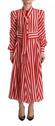 White Red Silk A-Line Shift Gown Maxi Women's Dress (Pre-Owned) - Dolce & Gabbana - Modalova