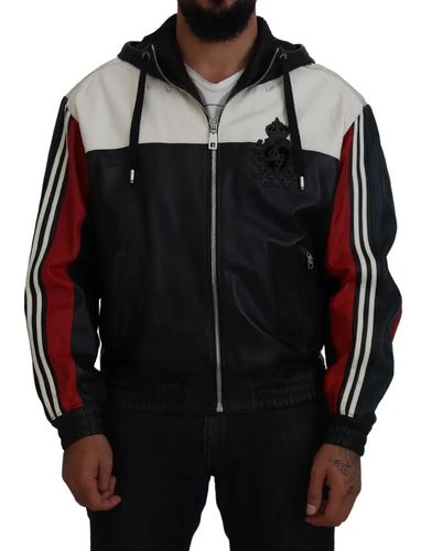 Black Leather Hooded Blouson Coat Men's Jacket (Pre-Owned) - Dolce & Gabbana - Modalova